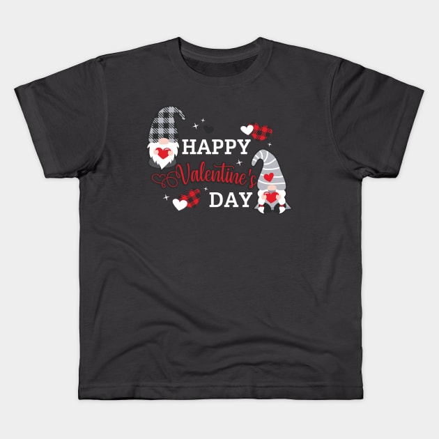 Happy Valentine's Day, Love valentine svg, Valentine's Day Svg,Gnomes Svg, Valentine, Valentine Gnomes , Plaid heart, Plaid Gmome Kids T-Shirt by maliGnom